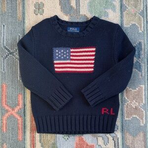 Polo by Ralph Lauren Navy Knit Sweater with American Flag